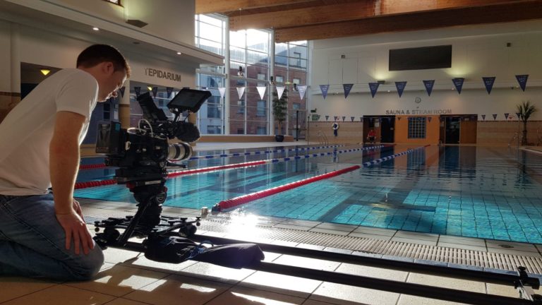 Aperture Media shooting footage in leisure centre